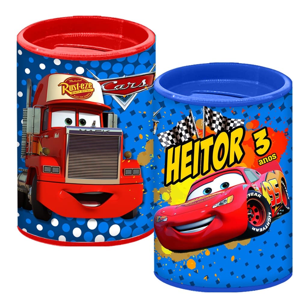 Cofrinho Personalizado Carros Disney Mcqueen Envio + Rápido cofre Mcqueen Festa Carros Aniversário