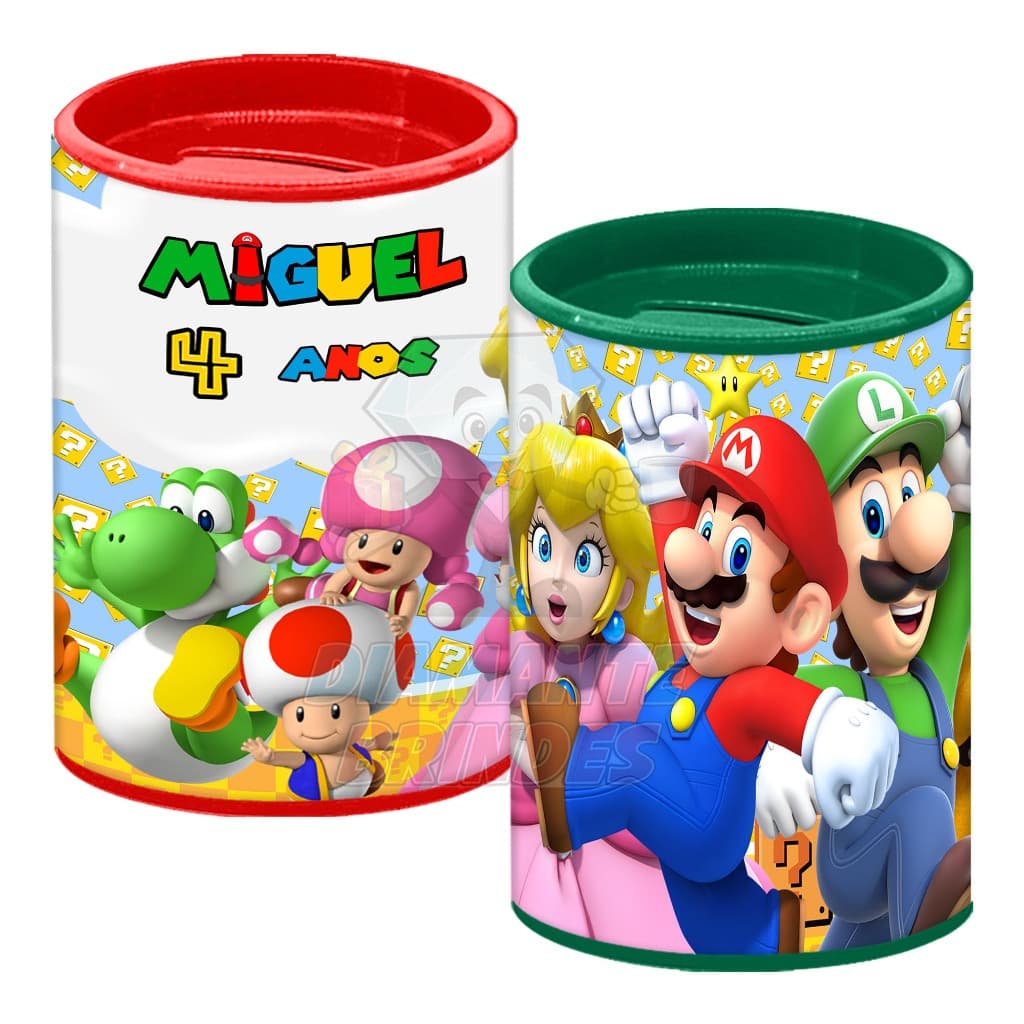 Cofrinho Personalizado Super Mario Lembrancinha Aniversário Festa Luigi Mário Bros Princesa Peach