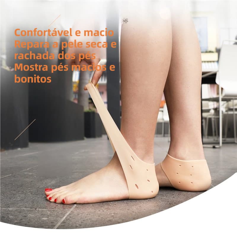 Par de Meia Palmilha Silicone Gel Protecao Ortopedica Esporao Calcanhar Fascite Tamanho Unico