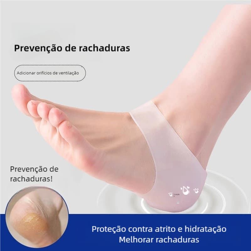 Par de Meia Palmilha Silicone Gel Protecao Ortopedica Esporao Calcanhar Fascite Tamanho Unico