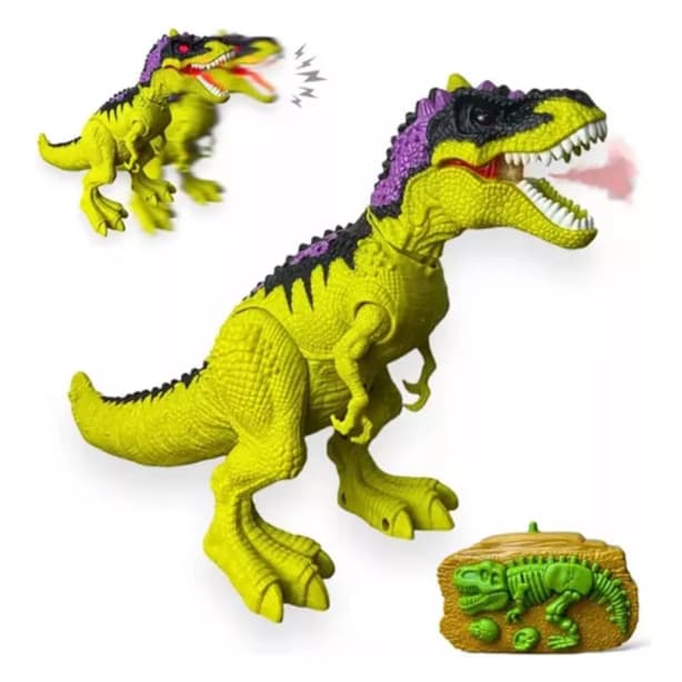brinquedo Dinossauro anda solta fumaça de controle remoto