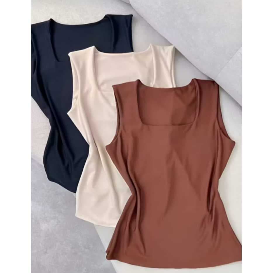 Regata Feminina Blusinha Decote Suplex Básica Lisa Moda Elagante Blogueira Tendência