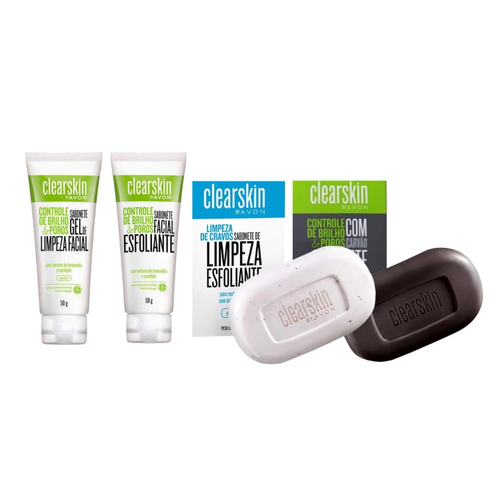 Avon Clearskin Kit Cuidados Faciais Controle de Brilho e Poros 04 Itens