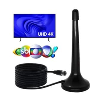 Antena Digital Interna Externa Tv HDTV 4k Amplificada Cabo Fino Alta Sensibilidade MANIA