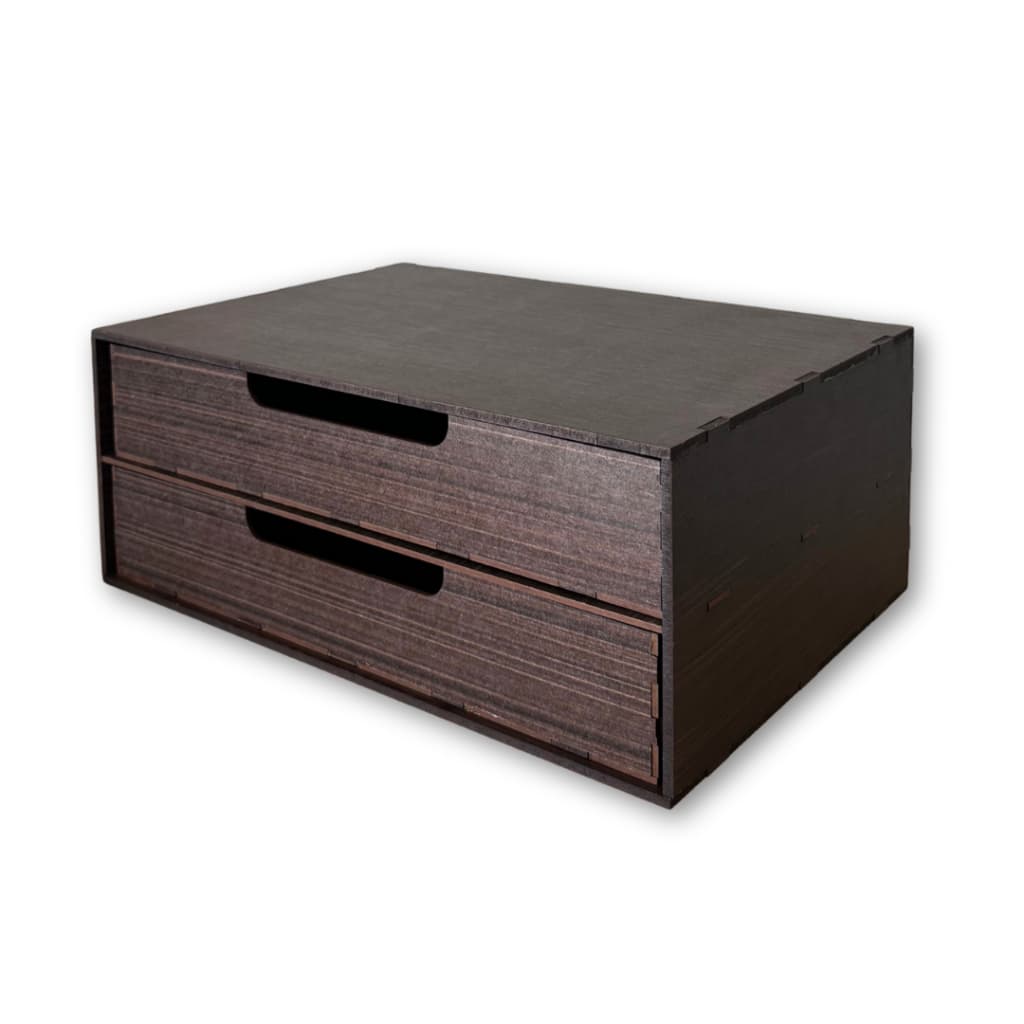 Gaveteiro MDF 2 Gavetas Organizador Escritório Home Office Suporte Monitor Compacto Cor Nogueira