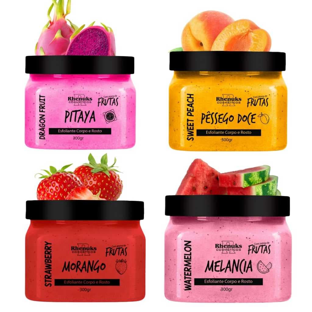 Kit Esfoliante Corporal Facial Frutas Tropicais Suave 300g Corpo e Rosto