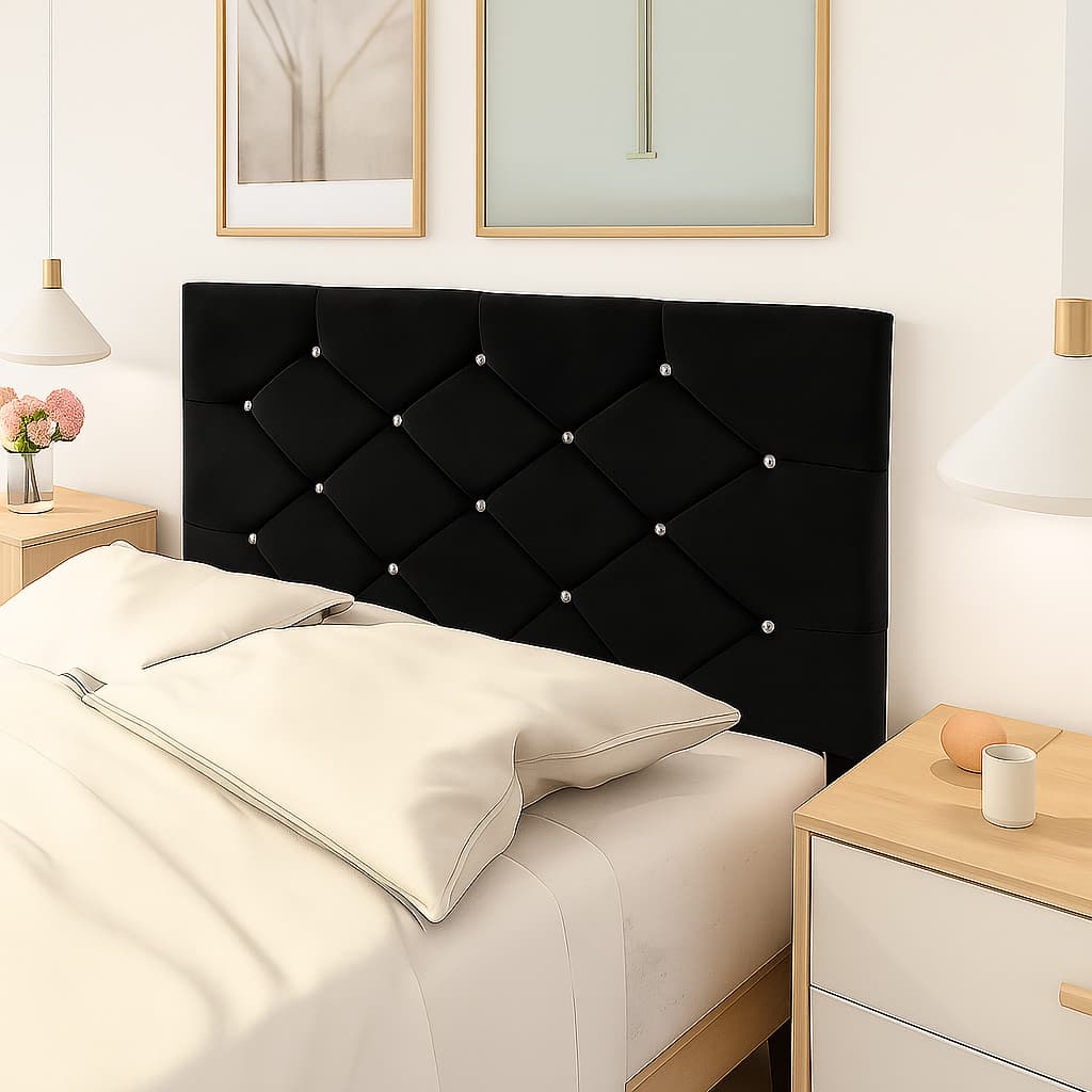 Cabeceira Casal Estofada Com Pés Botões Strass- 6 Cores Disponível -Conforto Quarto Decorativo Cairo