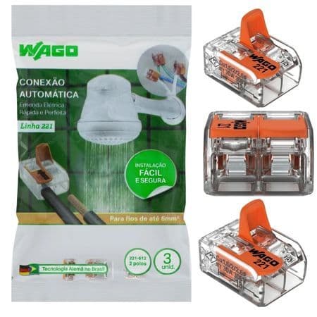 KIT 3 UNIDADES WAGO ORIGINAL  – PARA CHUVEIRO 127V / 220V