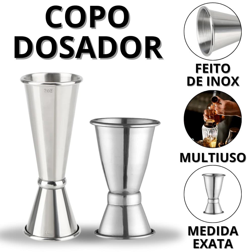Copo Dosador Drink Inox Medidor De Bebidas Alcoólicas Profissional Multiuso Bartender Whisky Gin