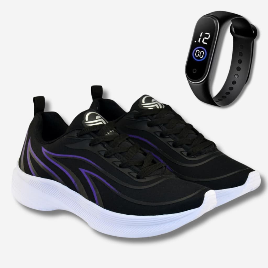 Tênis Feminino Esportivo Academia Corrida Leve Macio + Relógio Digital