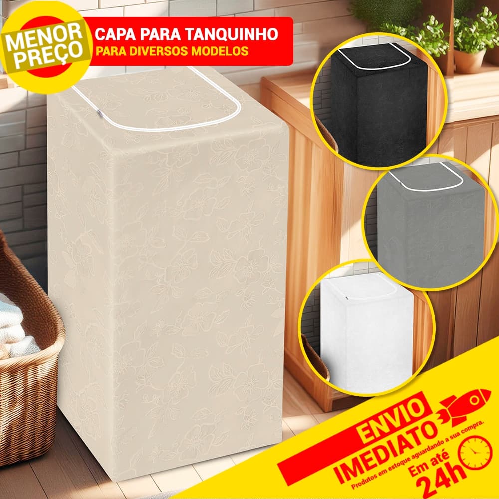 Capa Para Tanquinho Couronil Com Zíper Floral Forrada Suggar Colormaq Impermeável Proteção Total
