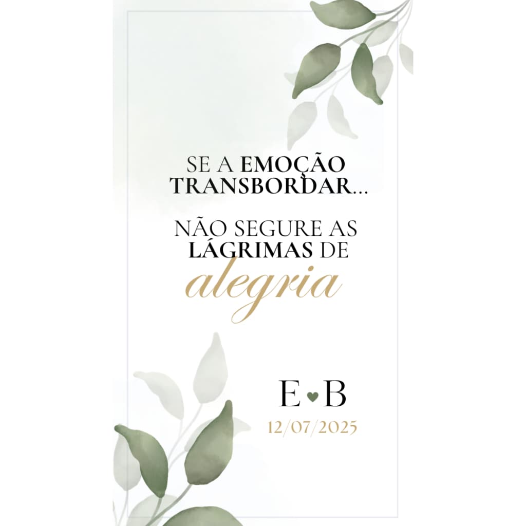 TAG/Arte para Lenços Lágrimas De Alegria Para Casamento 6x12