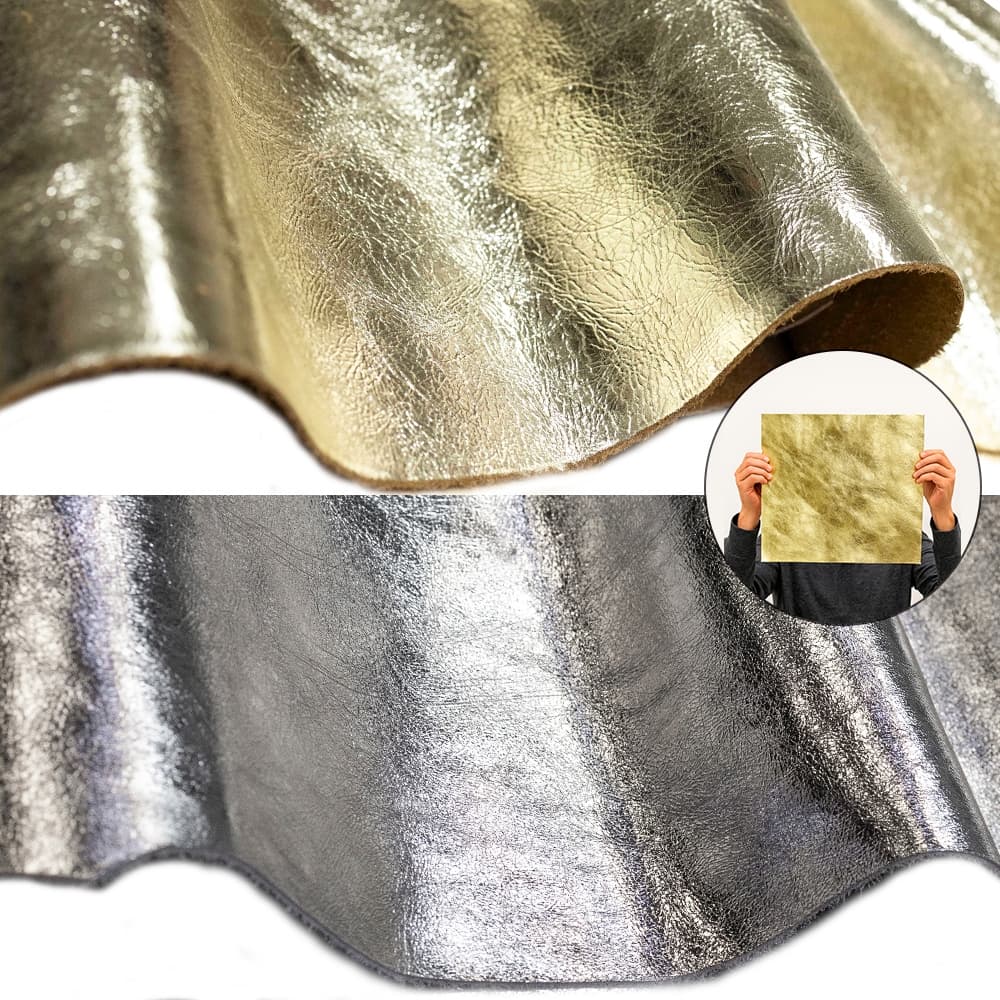 Kit 2 Placas Couro Genuíno 25x35cm tipo Cristal - Painel Retalho de Couro Bovino - Acabamento Espelhado Alto Brilho