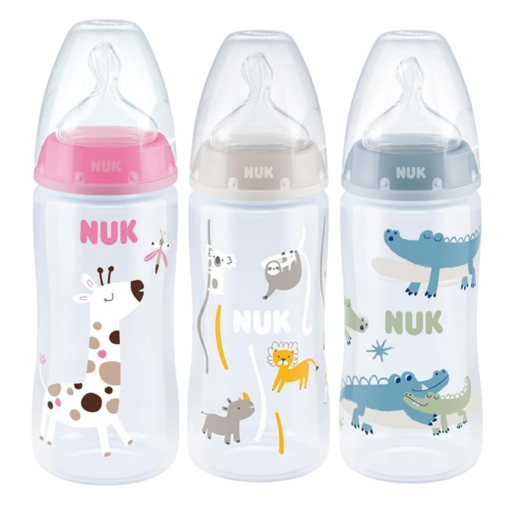Mamadeira NUK First Choice Controle de Temperatura Anticolica Bico Silicone Ortodôntico 300mL +6m