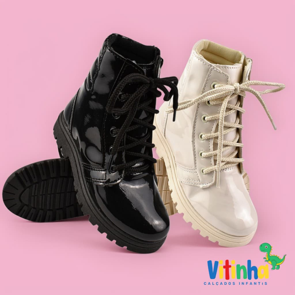 Bota Verniz Botinha Botina Jeca Coturno Feminina Infantil Menina Bebê B100