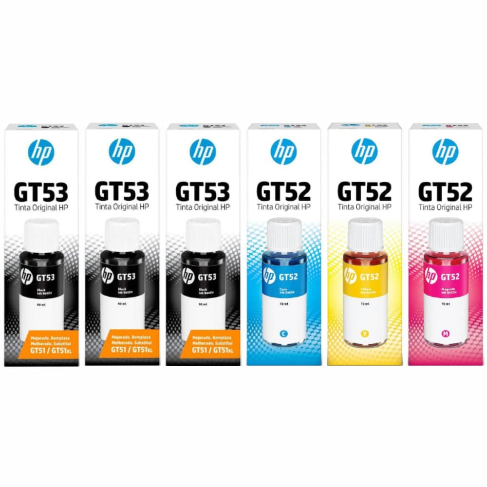 Combo kit 6 tintas GT 53 GT 52 para impressora GT53 GT52