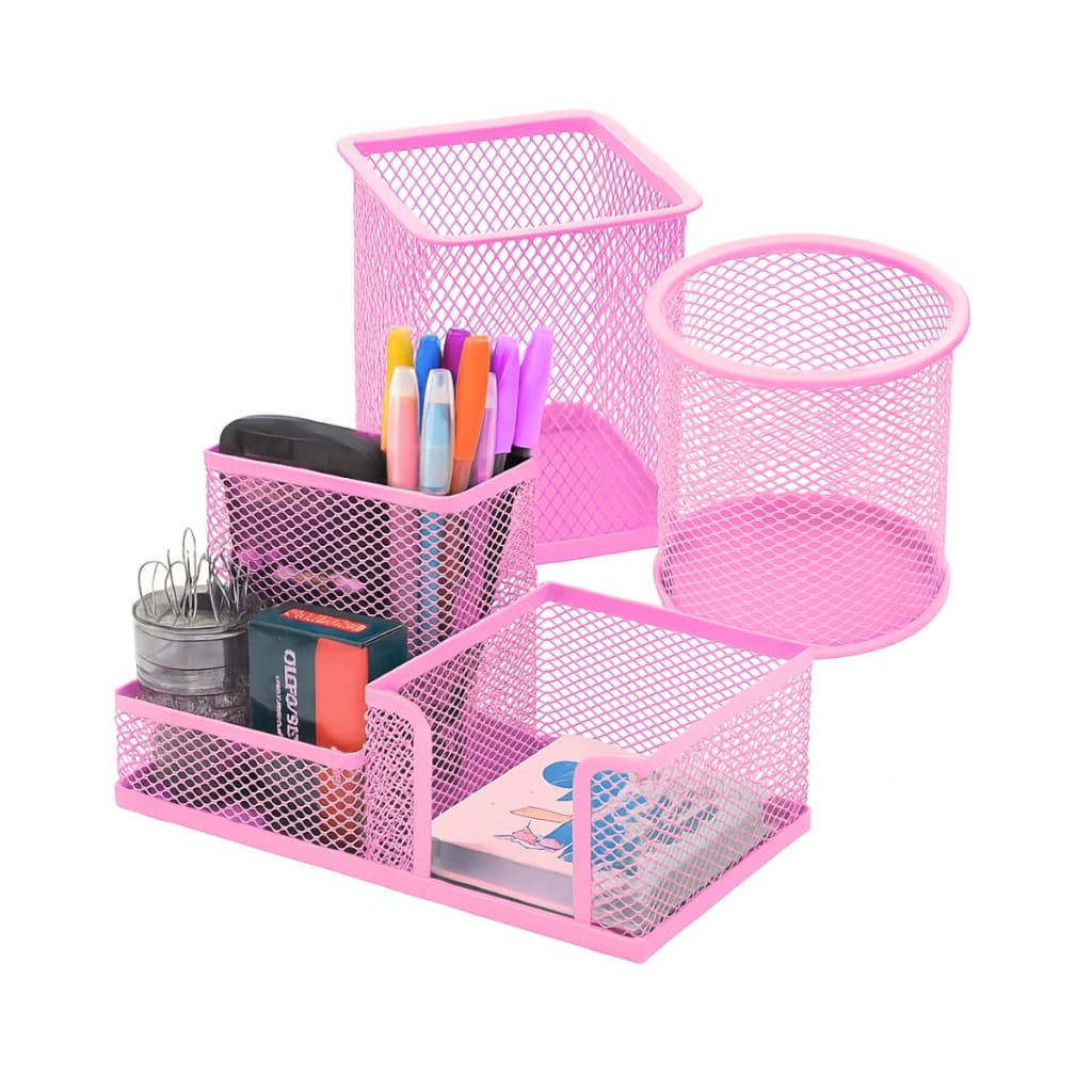 Kit 3 Portas Caneta Organizador De Mesa Com 5 Compartimentos
