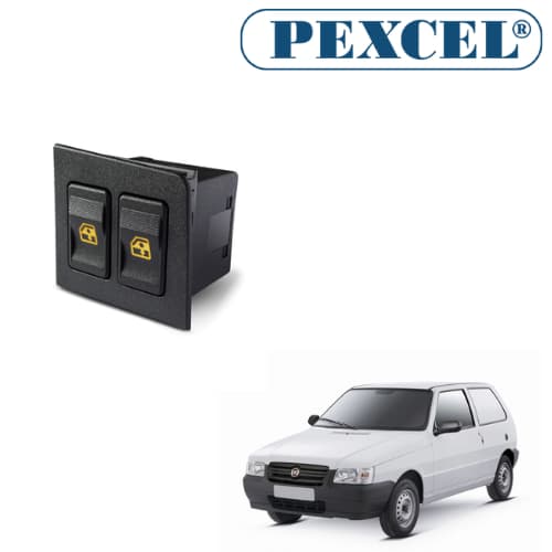 Interruptor de vidro elétrico Uno Antigo Duplo- Dianteiro Esquerdo Ambar