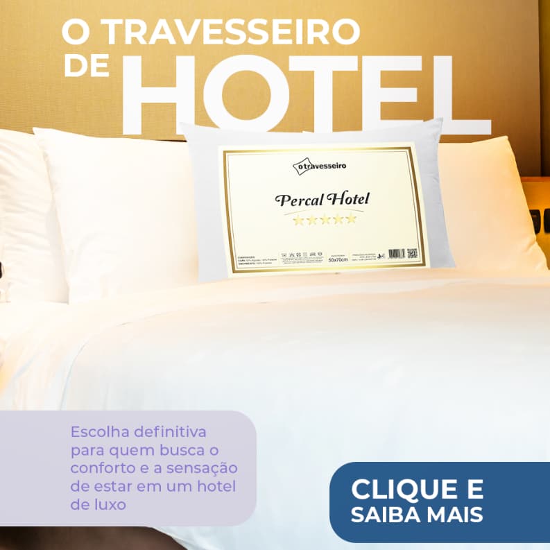 Travesseiro Luxo Percal Hotel 100% Fibra Siliconada Toque macio Lavável Antialergico