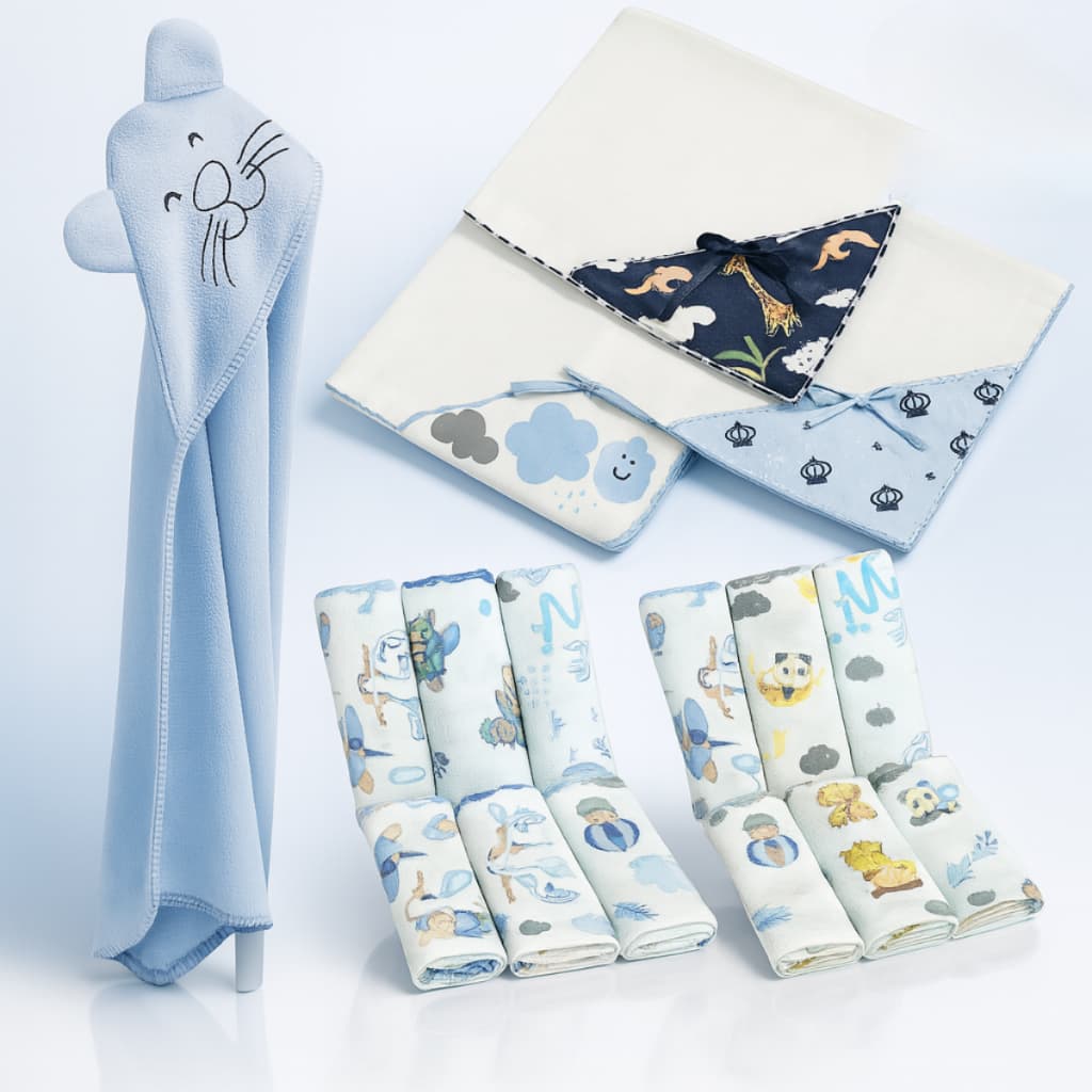 Kit Enxoval Bebê 15 Peças Toalha Bordada Manta Fralda Algodão
