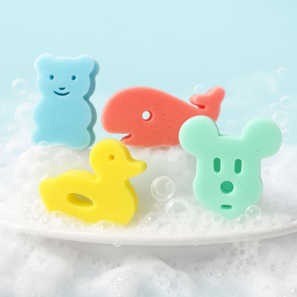 Kit 4 Bucha Esponja De Banho Infantil Bebe Divertida Macia Personagens Animal Sortidos
