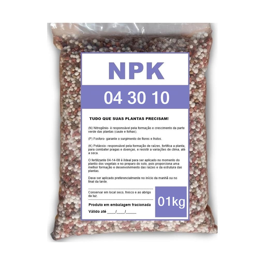 Fertilizante NPK 04 30 10 com Micronutrientes Adubo para cobertura floração e frutíferas