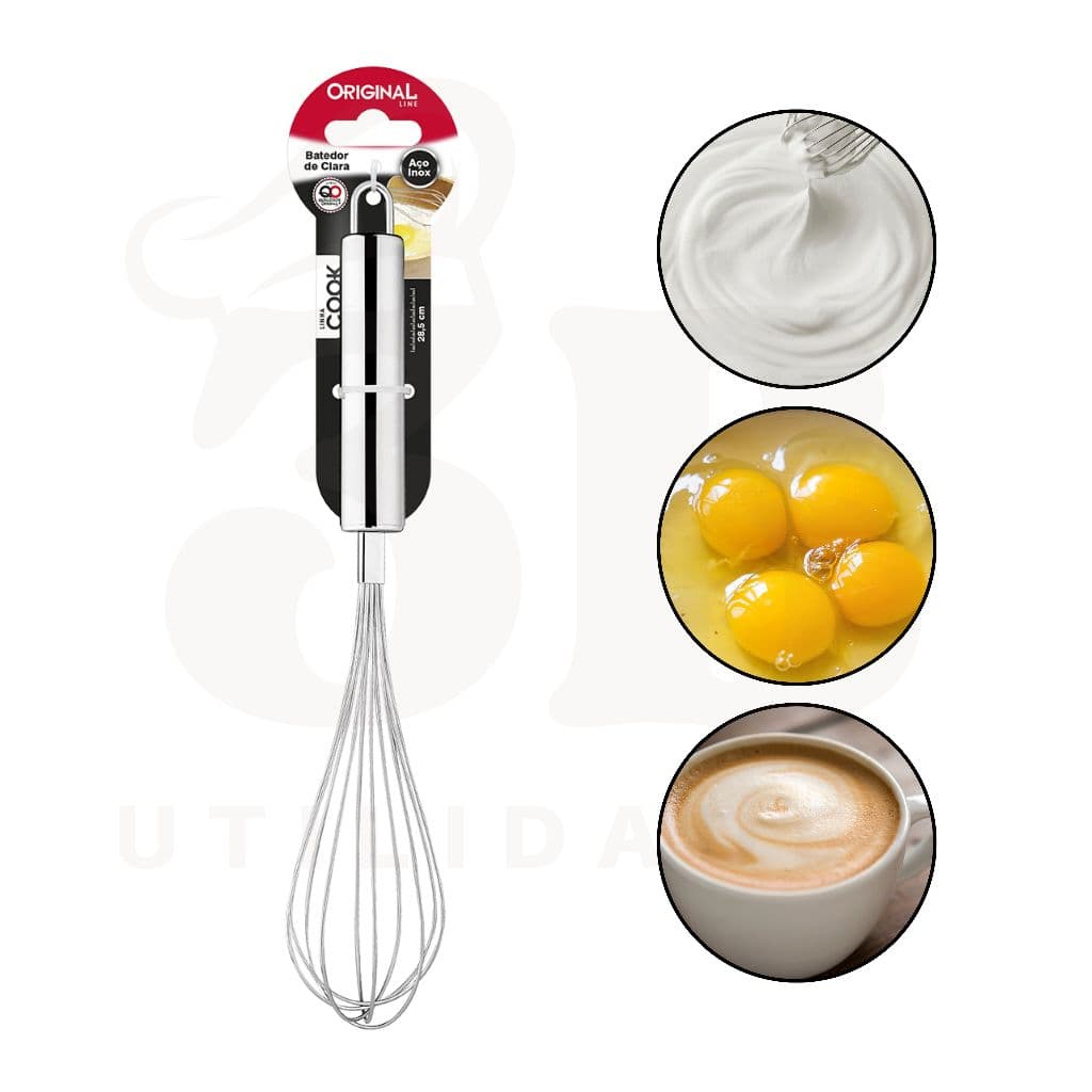 Batedor de Claras Linha Cook em Aço Inox – Leve, Resistente e Ideal para Cozinha Moderna