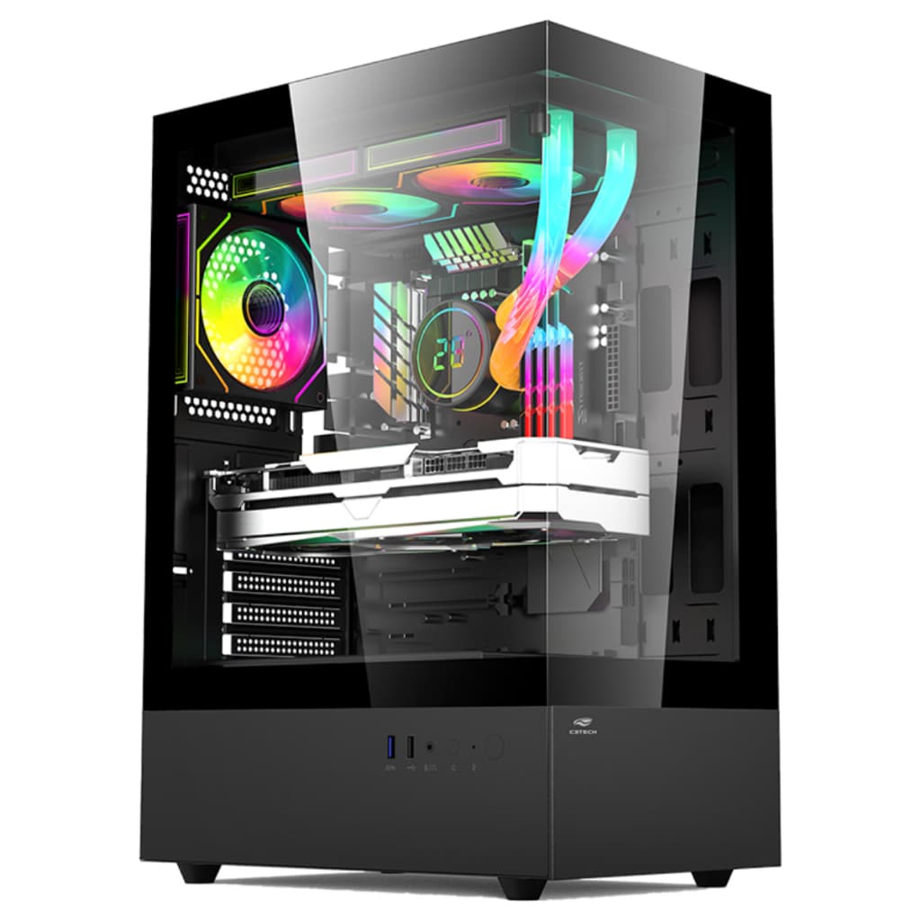 Gabinete Gamer Aquário Slim Psu Cover USB 3.0 Preto Vidro Temperado Atx