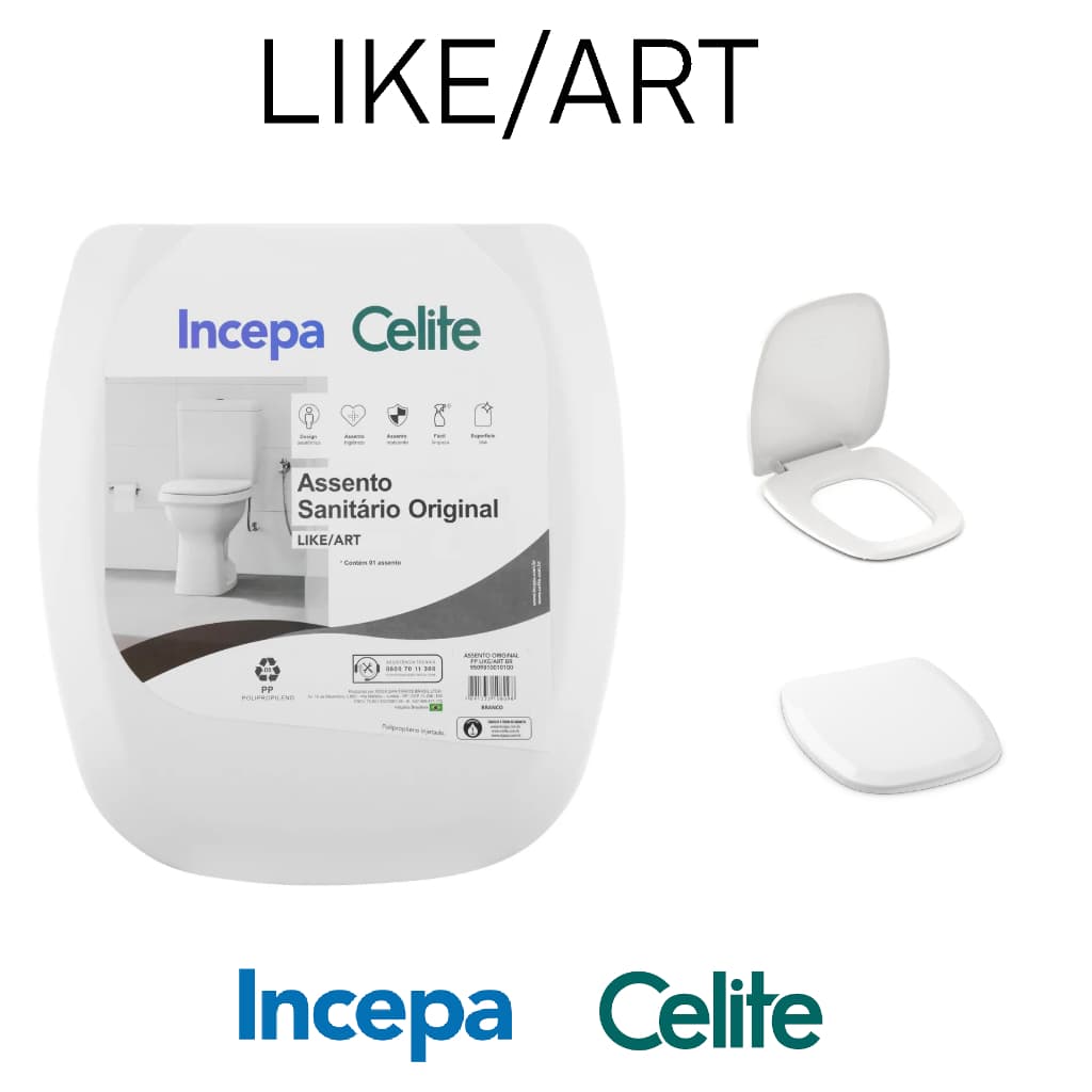 Assento Sanitário de Polipropileno Para Bacia Like/Art Original Incepa Celite Branco