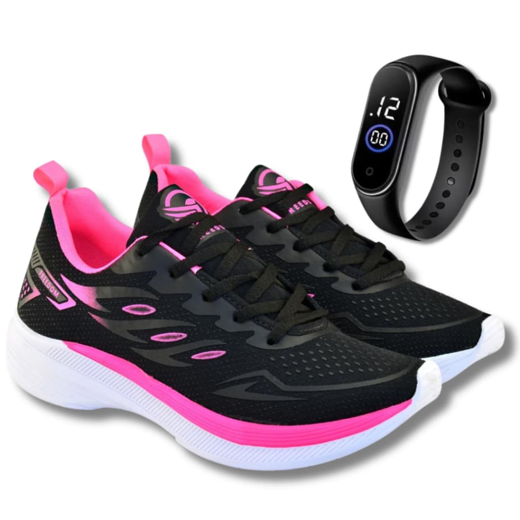 Tênis Feminino para Treino + Relógio Digital com Cronômetro