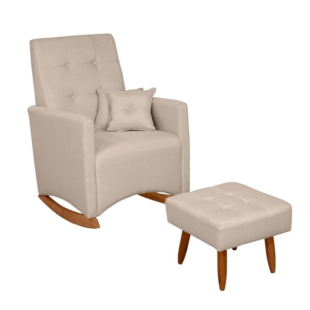 Sofá Poltrona Cadeira de  Amamentação Ana com pe balanço e  Puff