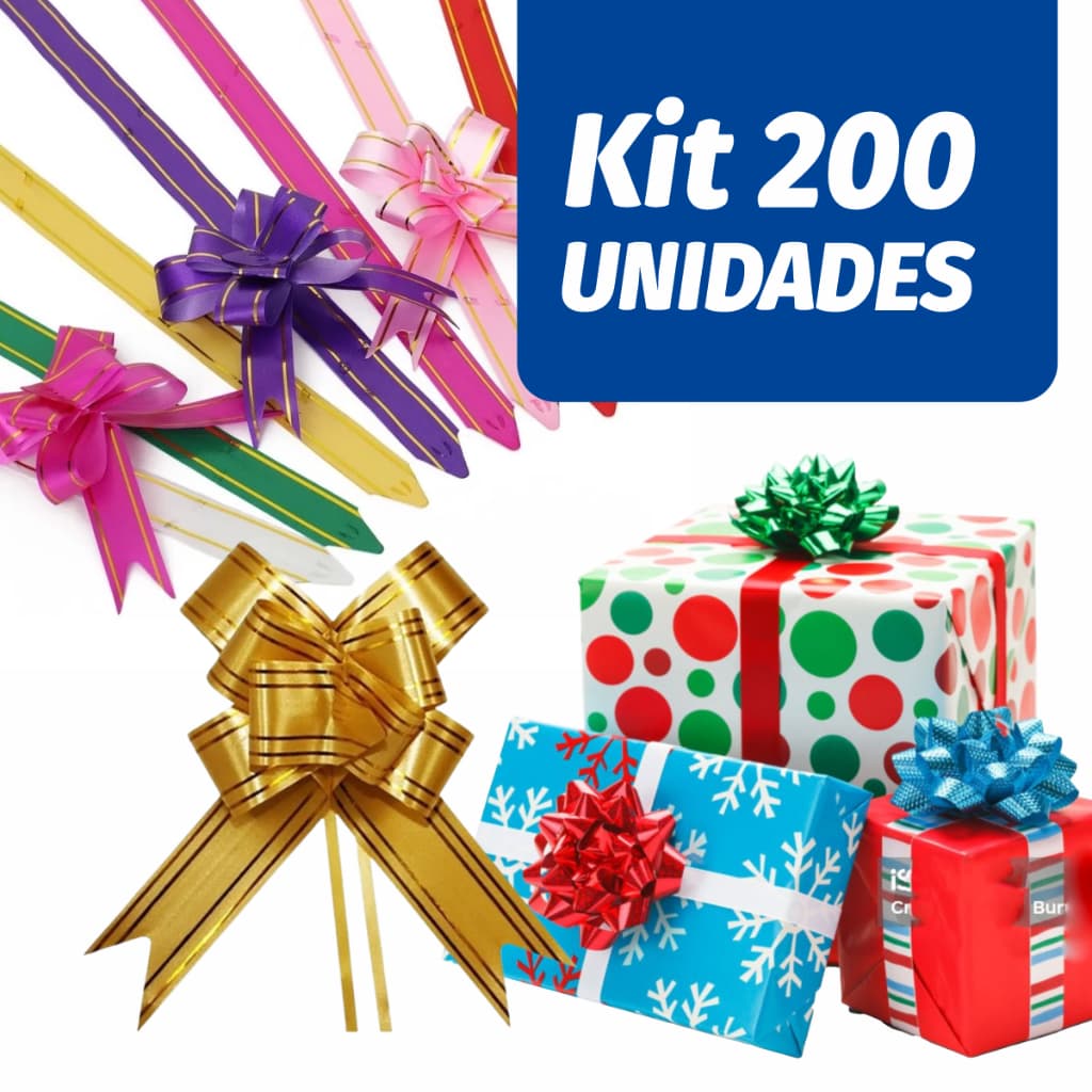 Kit 200 Laços Fácil Pronto 12mm x 20cm Fio Dourado Alta Qualidade Atacado Cor