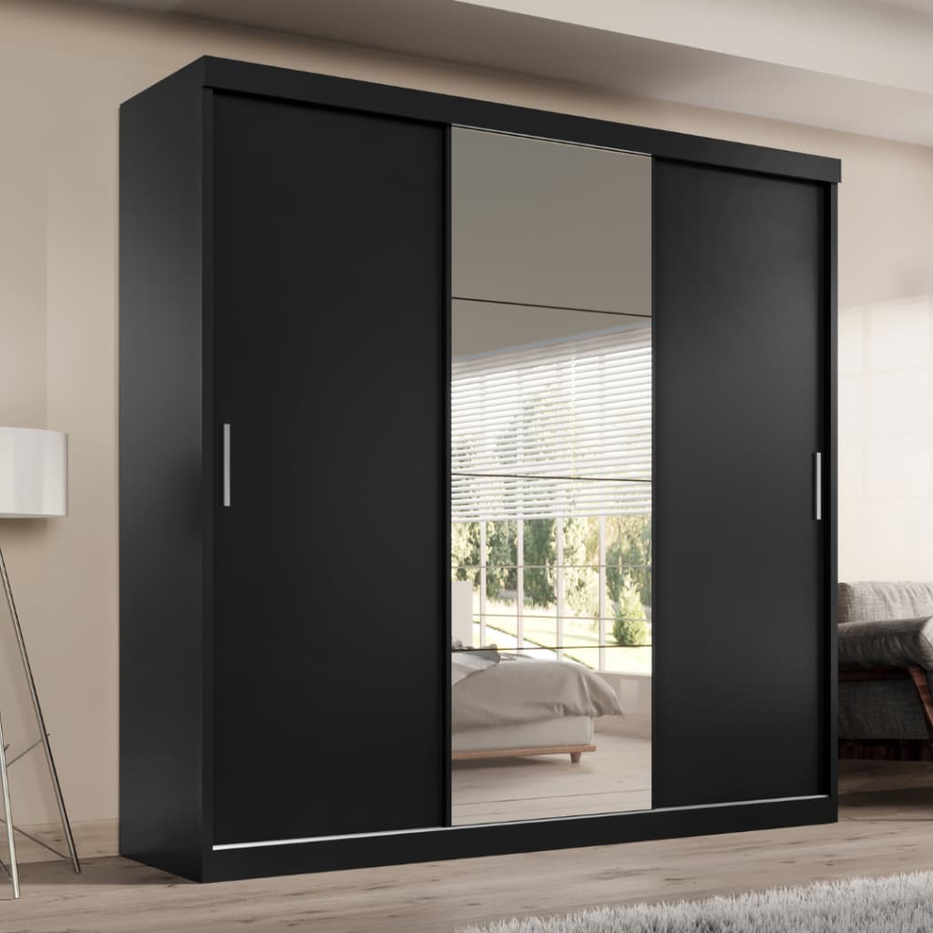 Guarda Roupa Casal Tonielque Paris 3 Portas de Correr  2 Gavetas com Espelho