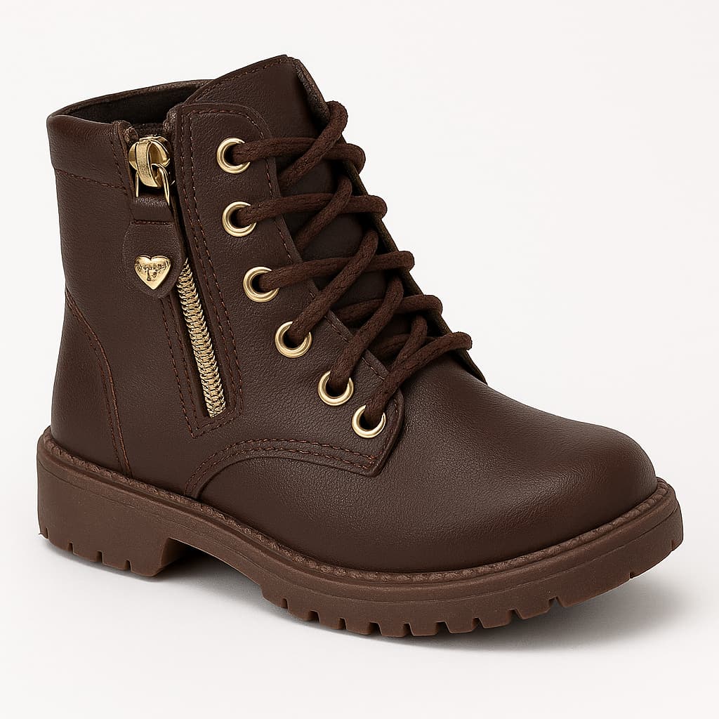 Coturno Infantil Menina com Ziper Bota Delicada Moda Blogueira Fashion