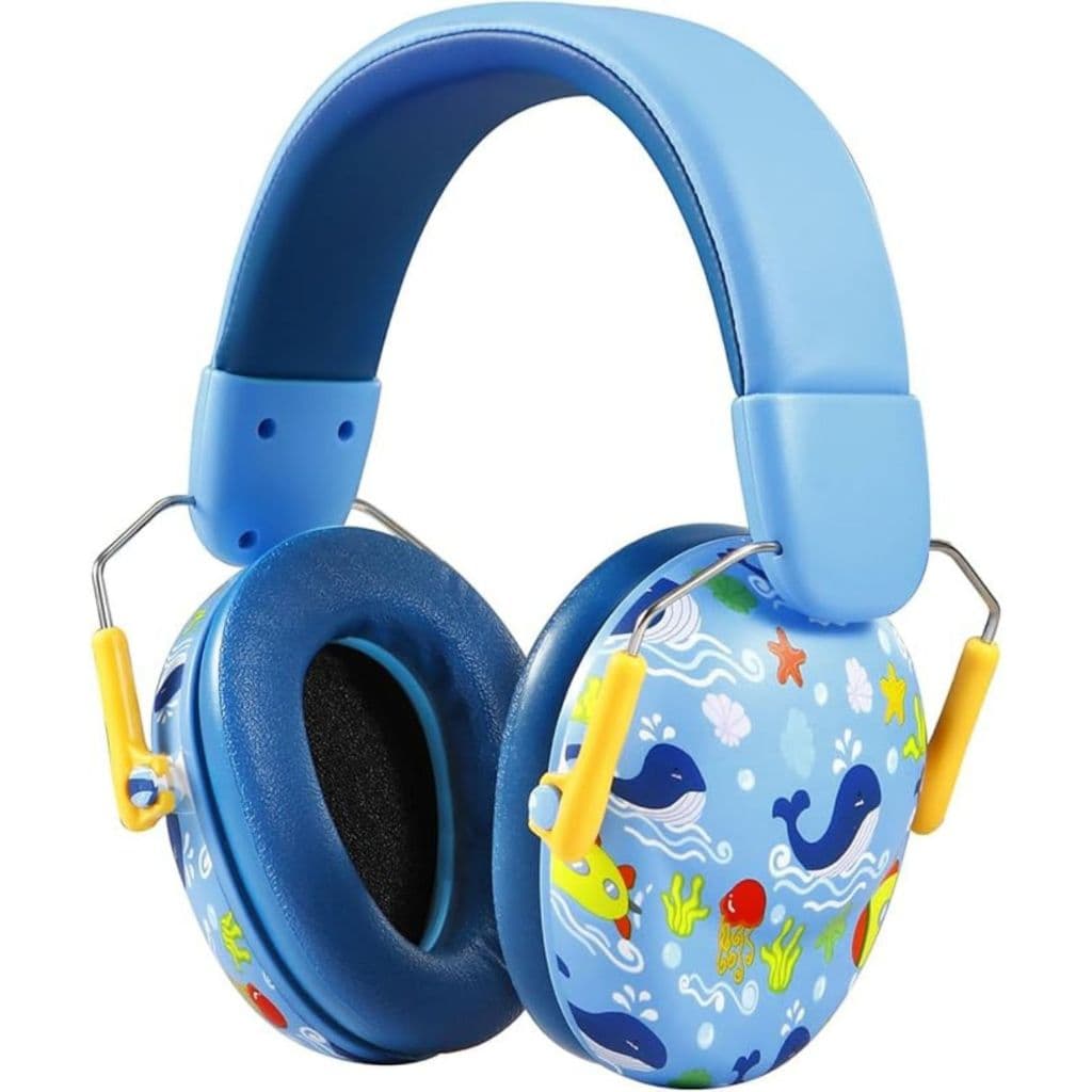 Abafador de Ruído Azul Fundo do Mar Infantil e Adolescente Bebê Criança Fone Auricular Autismo Menino Criança Ajustável