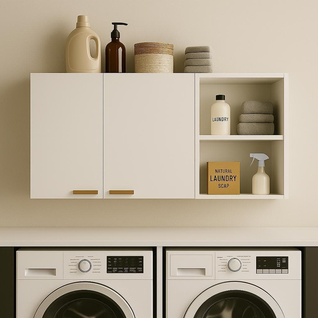 Armário Suspenso 2 Portas Multiuso C/ Nicho Organizador Lavanderia