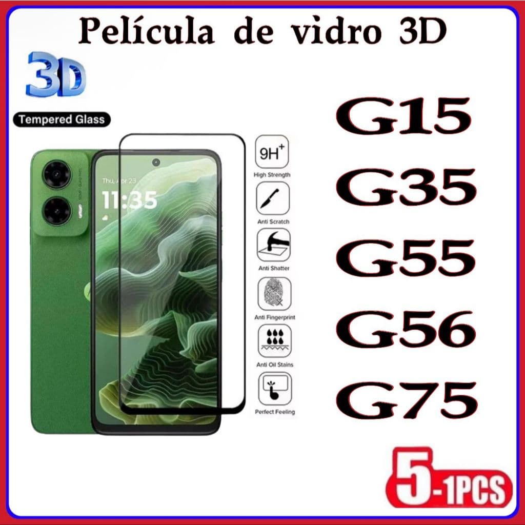 Película de Vidro 3D Moto G15 G35 G55 G56 G75
