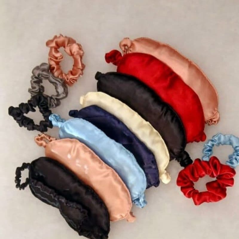 kit 2 Máscaras de Dormir, Tapa Olho de Cetim Super Confortavél ,mais  1 Scrunchie Cores Lindas