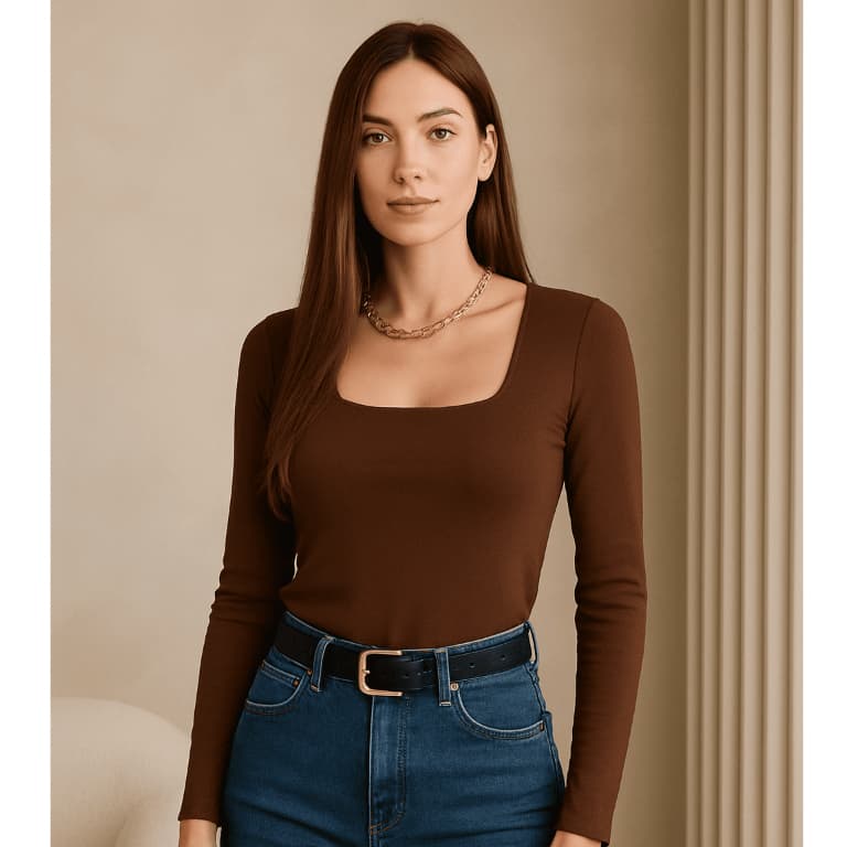 Blusa Manga Longa Feminina Segunda Pele Gola Quadrada Cacharrel P ao G3 Básica Termica