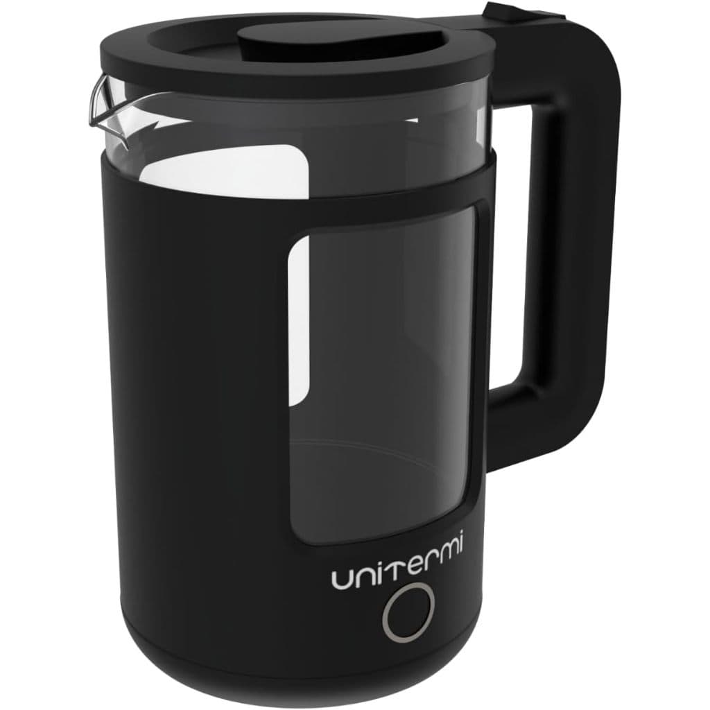 Chaleira Elétrica Inox e Vidro Aquece Agua Rápido Desligamento Automático 1,5L 110V Unitermi (PRETA)
