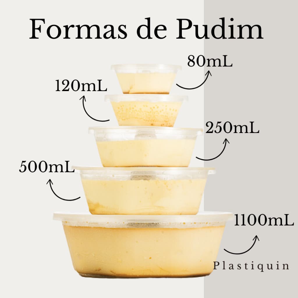 Formas de Pudim 80mL, 90mL, 120mL, 250mL, 500mL, 600mL e 1100mL Monte o seu Kit de Formas