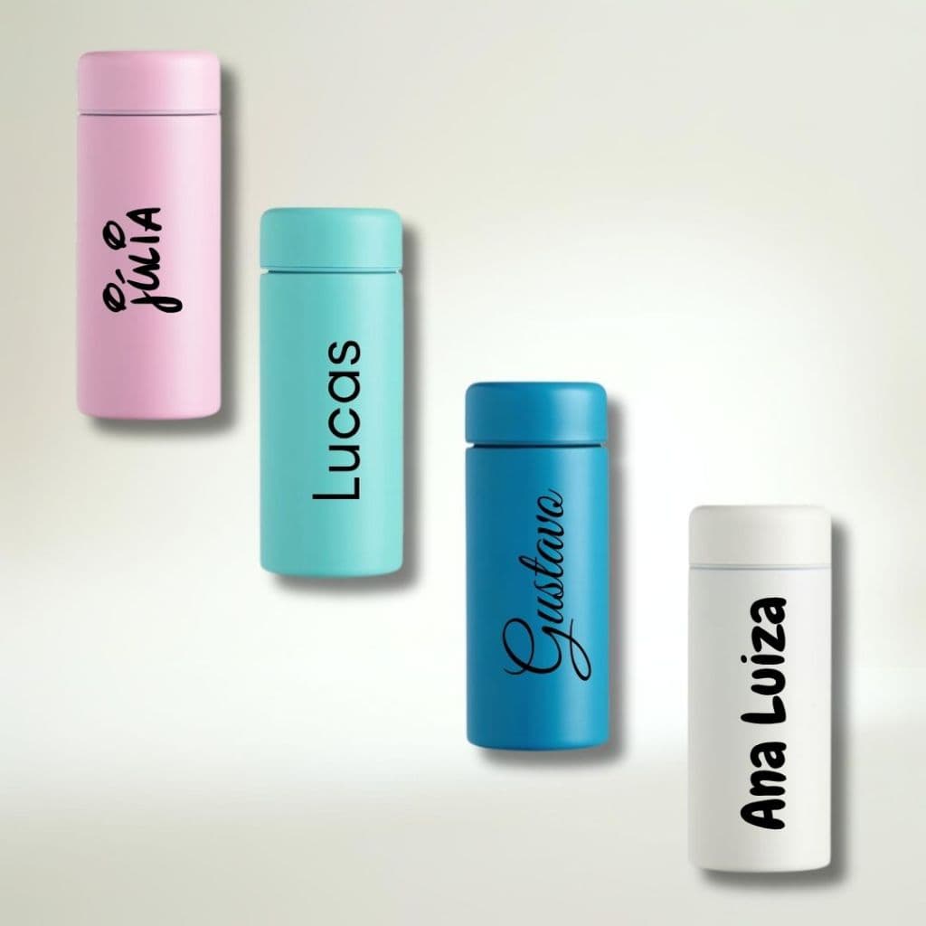 Garrafa Personalizada Térmica Mini 200ml Resistente Durável Colorida Versátil
