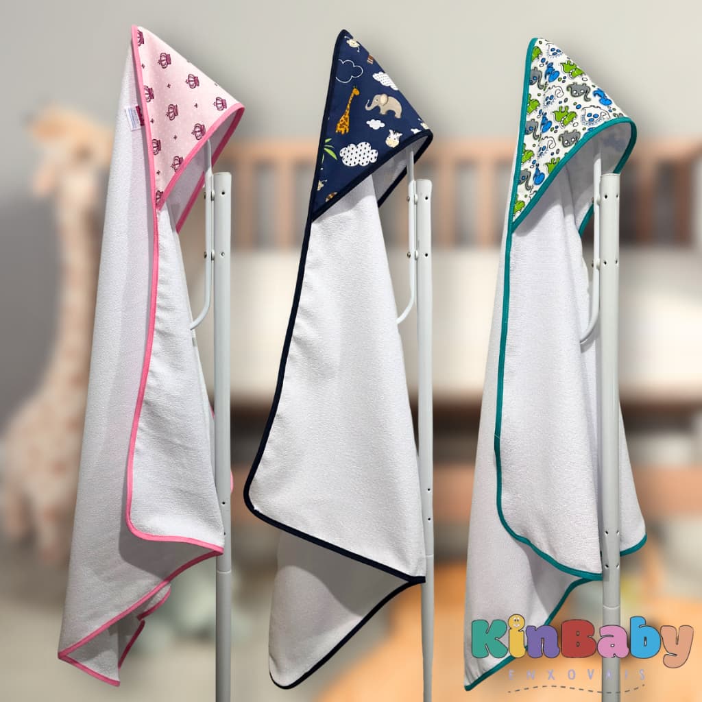 Toalha de banho Bebe com Capuz Forrado ESTAMPADO - Enxoval bebe estampas menino menina