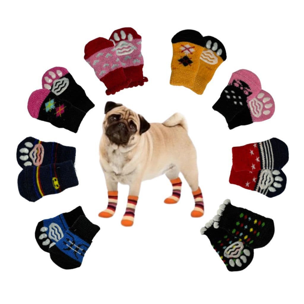 4 Unidades de Meia Para Cães Gatos Antiderrapante Sapatos Frio Protetoras Patas Acessórios Meia