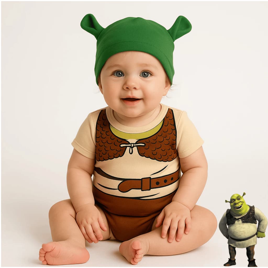 Body Bebê Infantil Mêsversário Temático Shrek Super Confortável