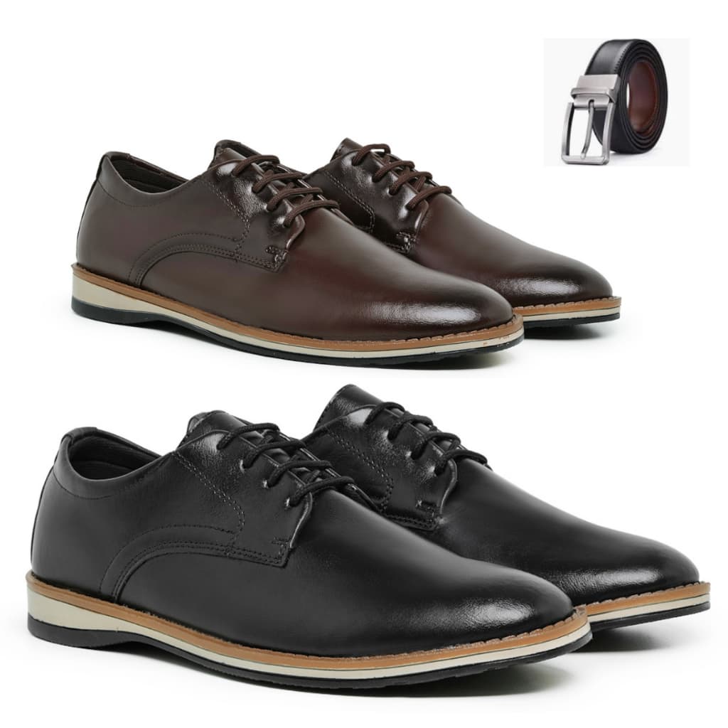 Kit Promoção 2 Pares + Cinto  Sapato Masculino Sapatênis Oxford Casual  Casamento Trabalho Dia Dia