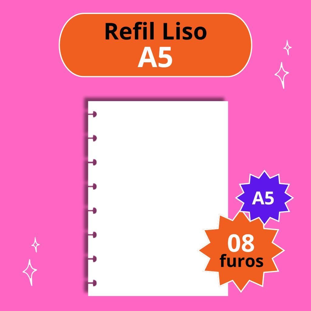 Refil Liso Sem Pauta A5 8 furos para Caderno de Disco