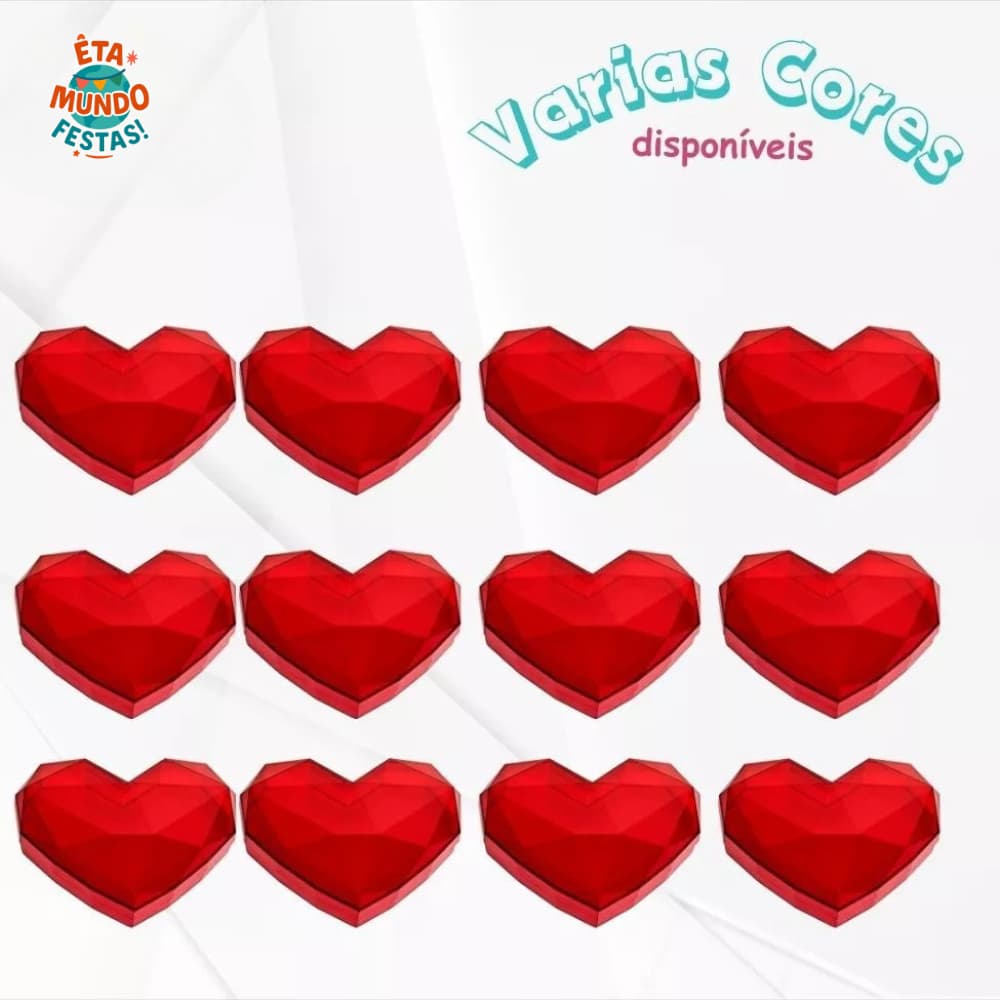 KIT 07 CAIXA CORAÇÃO LAPIDADO 17X22CM PARA PRESENTES E DECORAÇÃO