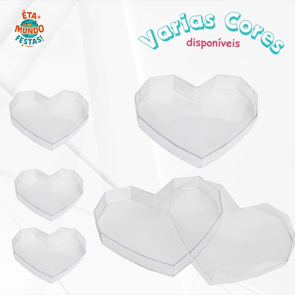 KIT 05 CAIXA CORAÇÃO LAPIDADO 17X22CM PARA PRESENTES E DECORAÇÃO