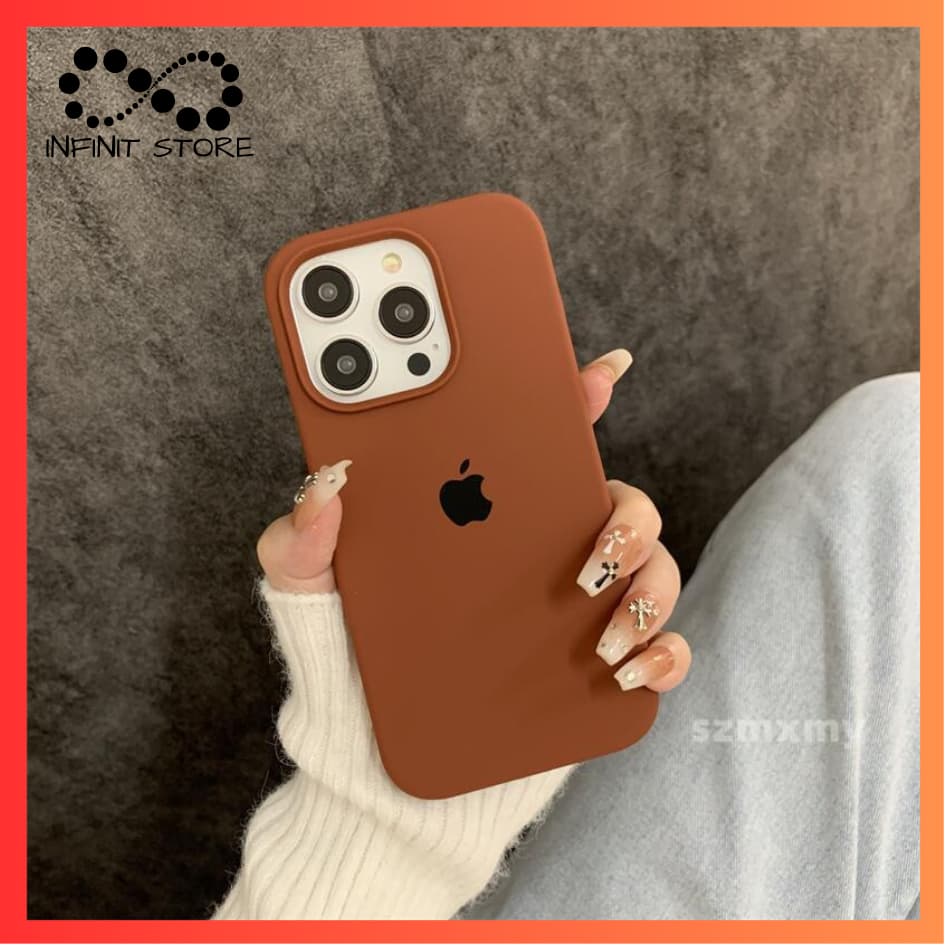 Capa Silicone Marrom Aberto Aveludado Original Para Iphone 11 12 13 14 15 16 PRO MAX